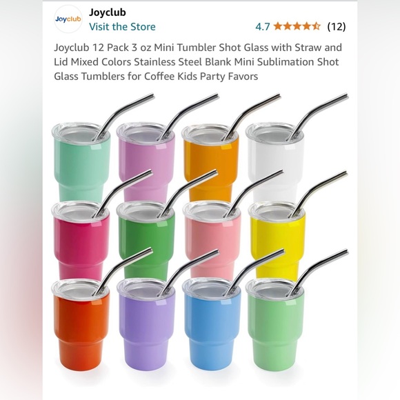 Mini Tumblers with straws (12 pack) - Picture 1 of 3